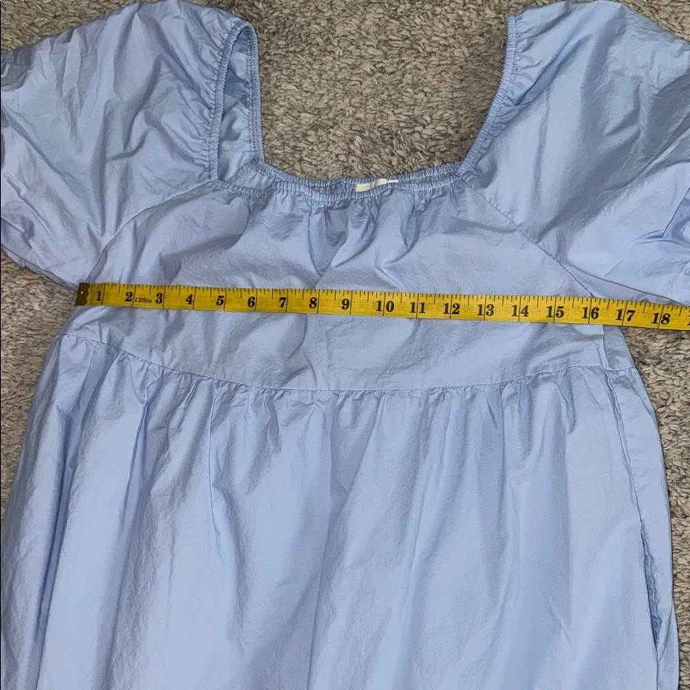 Light Blue Puff Sleeve Tiered Midi Dress summer, beach, casual, feminine, blue - Picture 9 of 9